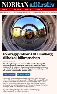Skärmklipp av artikel på norran.se om köpet av Porsche Service Center Haninge