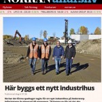 Skärmdump från Norran.se med info om det nya industrihus som Nordkust Bygg AB bygger på Anderstorp i Skellefteå.