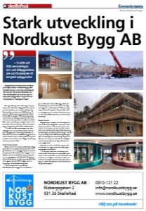 Skärmurklipp från Svensk Leverantörstidning från ett reportage om Nordkust Bygg AB.
