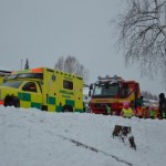 Ambulans och bärgningsbil visade upp sig vid Pumpen i Hosjö för förskolebarn.