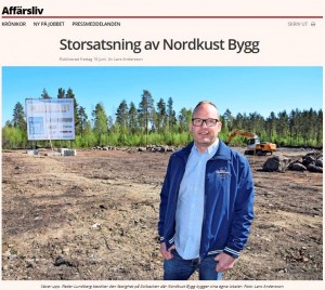 Bild på Peder Lundberg VD på Nordkust Bygg AB i reportage i Norran om bygge av Nordkust Byggs egna anläggning på Solbacken i Skellefteå.