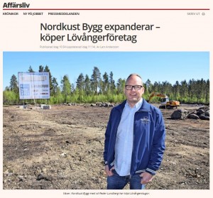 Artikel på Norran.se där Nordkust Bygg ABs VD Peder Lundberg berättar om köpet av Lövångerstugor AB.