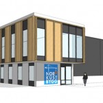 Skiss på Nordkust Bygg ABs nya huvudkontor.